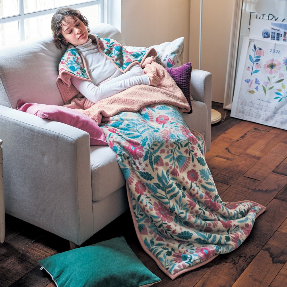 【ミニラボ/mini labo】マイクロファイバーとボアのつつ毛布/愛らしさ 「ミニラボ」