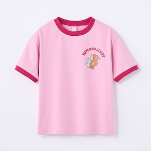【トムとジェリー/TOM and JERRY】リンガー半袖Tシャツ「トムとジェリー」
