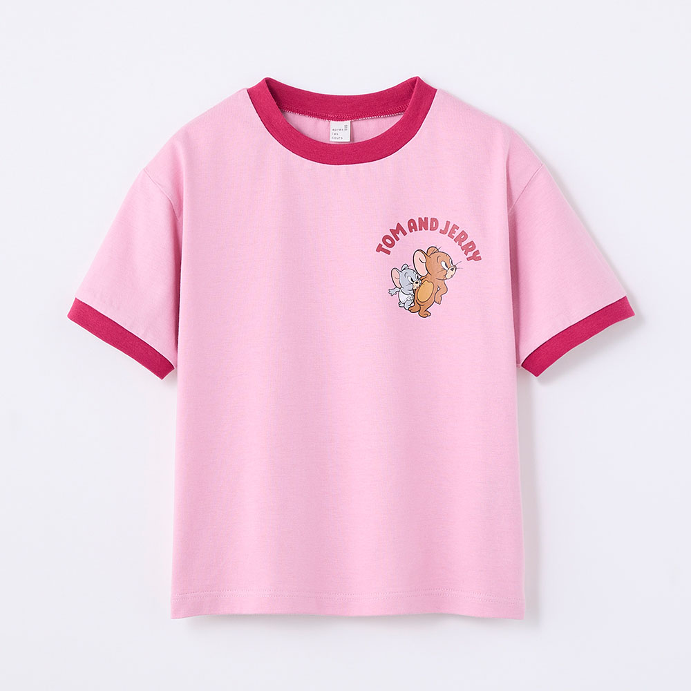 【トムとジェリー/TOM and JERRY】リンガー半袖Tシャツ「トムとジェリー」 【トムとジェリー/TOM and JERRY】リンガー半袖Tシャツ「トムとジェリー」