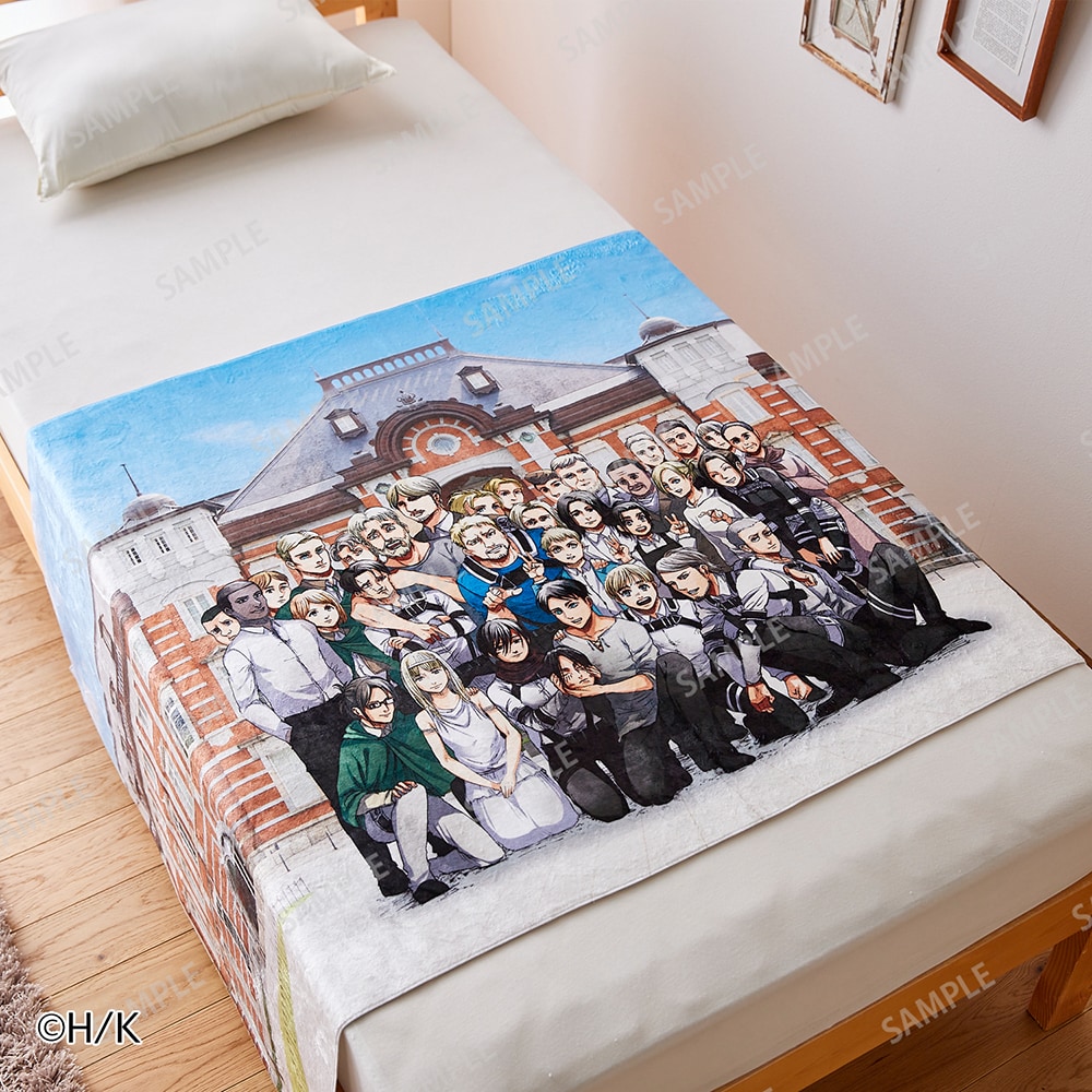 進撃の巨人 東京駅 ベルメゾン タオルケット クランクアップ 進撃の巨人』ベッドスプレッドにもなるタオルケット（東京駅クランク
