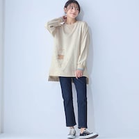 モデル身長170cm／Ｍ ※写真は撮影用のため袖丈+1.5cmになります。