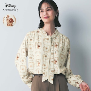 【ディズニー/Disney】カットソー裏地付きボウタイブラウス「わんわん物語」