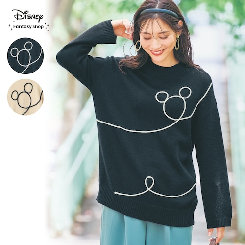 コード刺繍ニット「ミッキーモチーフ」