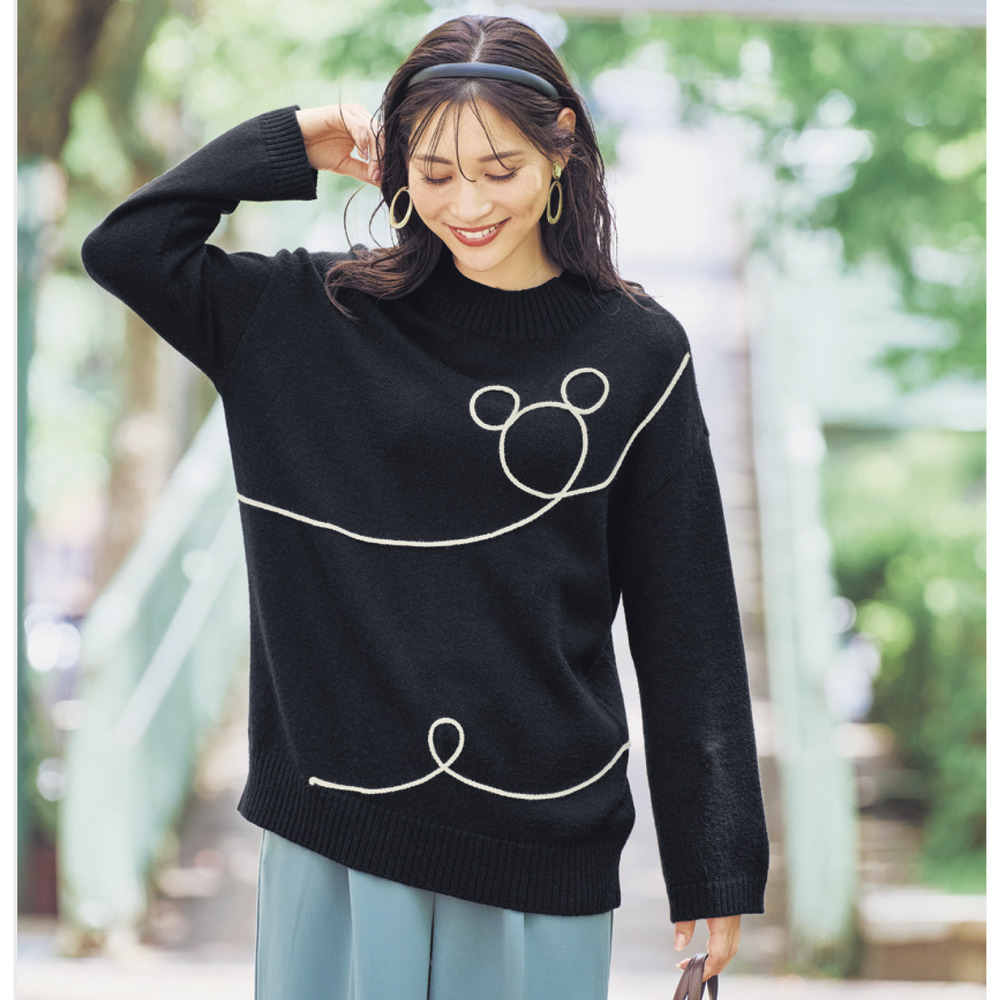 【ディズニー/Disney】コード刺繍ニット「ミッキーモチーフ」 【ディズニー/Disney】コード刺繍ニット「ミッキーモチーフ」
