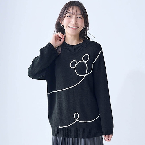 コード刺繍ニット「ミッキーモチーフ」