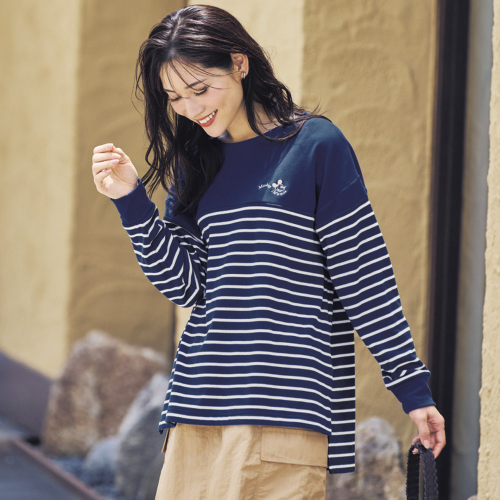 起毛ボーダーチュニック(選べるキャラクター)(ディズニー/Disney) 起毛ボーダーチュニック(選べるキャラクター)(ディズニー/Disney)