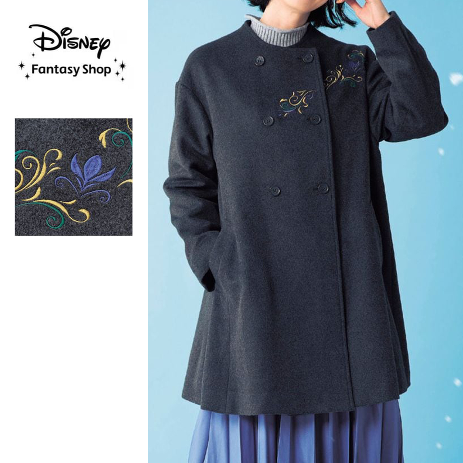 【ディズニー/Disney】刺繍入りAラインコート「アナと雪の女王」
