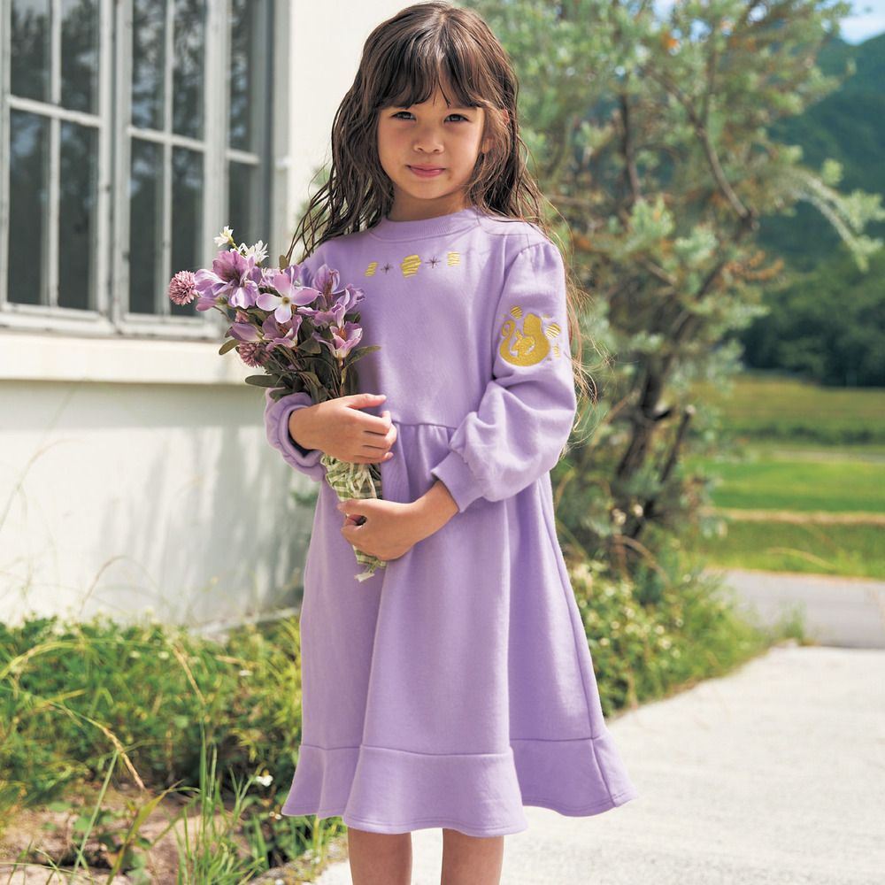 刺繍裏毛ワンピース(選べるキャラクター)(ディズニー/Disney) 刺繍裏毛ワンピース(選べるキャラクター)(ディズニー/Disney)