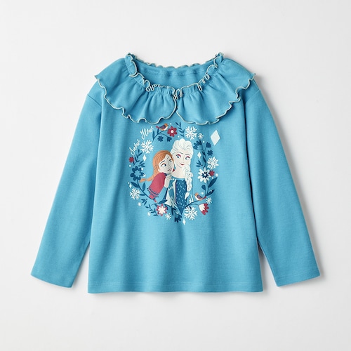 名札ココ 襟フリル長袖プリントTシャツ（選べるキャラクター）