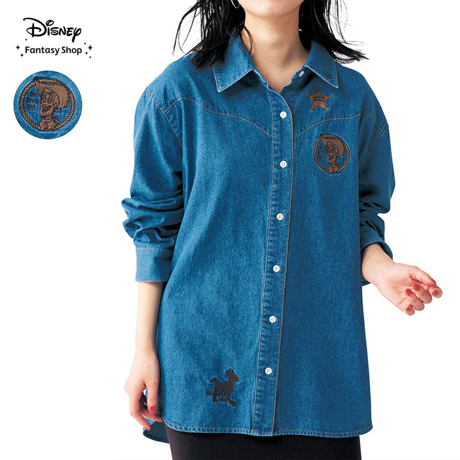 【ディズニー/Disney】カウボーイ風デニムシャツ「トイ・ストーリー/ウッディ」