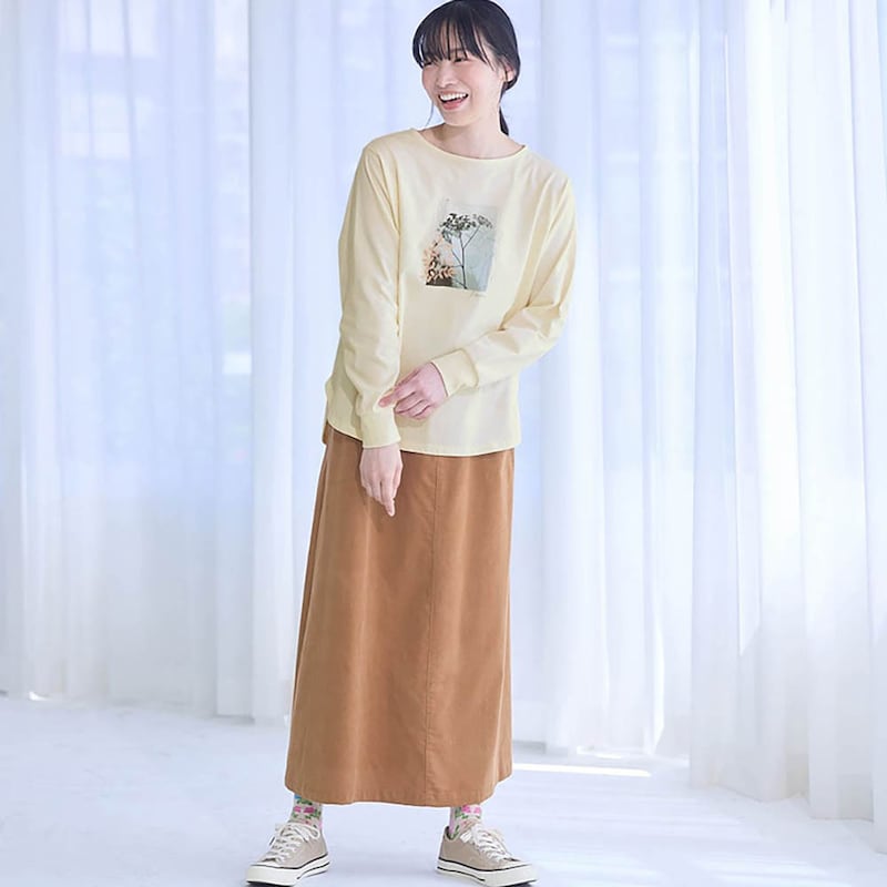 モデル身長164cm／Ｍ ※写真は撮影用のため袖丈+1.5cmになります。