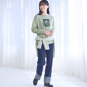 モデル身長164cm／Ｍ ※写真は撮影用のため袖丈+1.5cmになります。