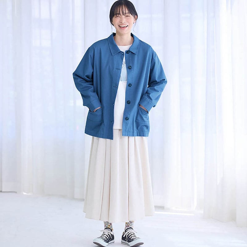 モデル身長164cm／Ｍ ※写真は撮影用のため袖丈+1.5cmになります。