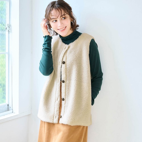 裏地がかわいいセリーヌのボアベスト／愛らしさ 「ミニラボ」