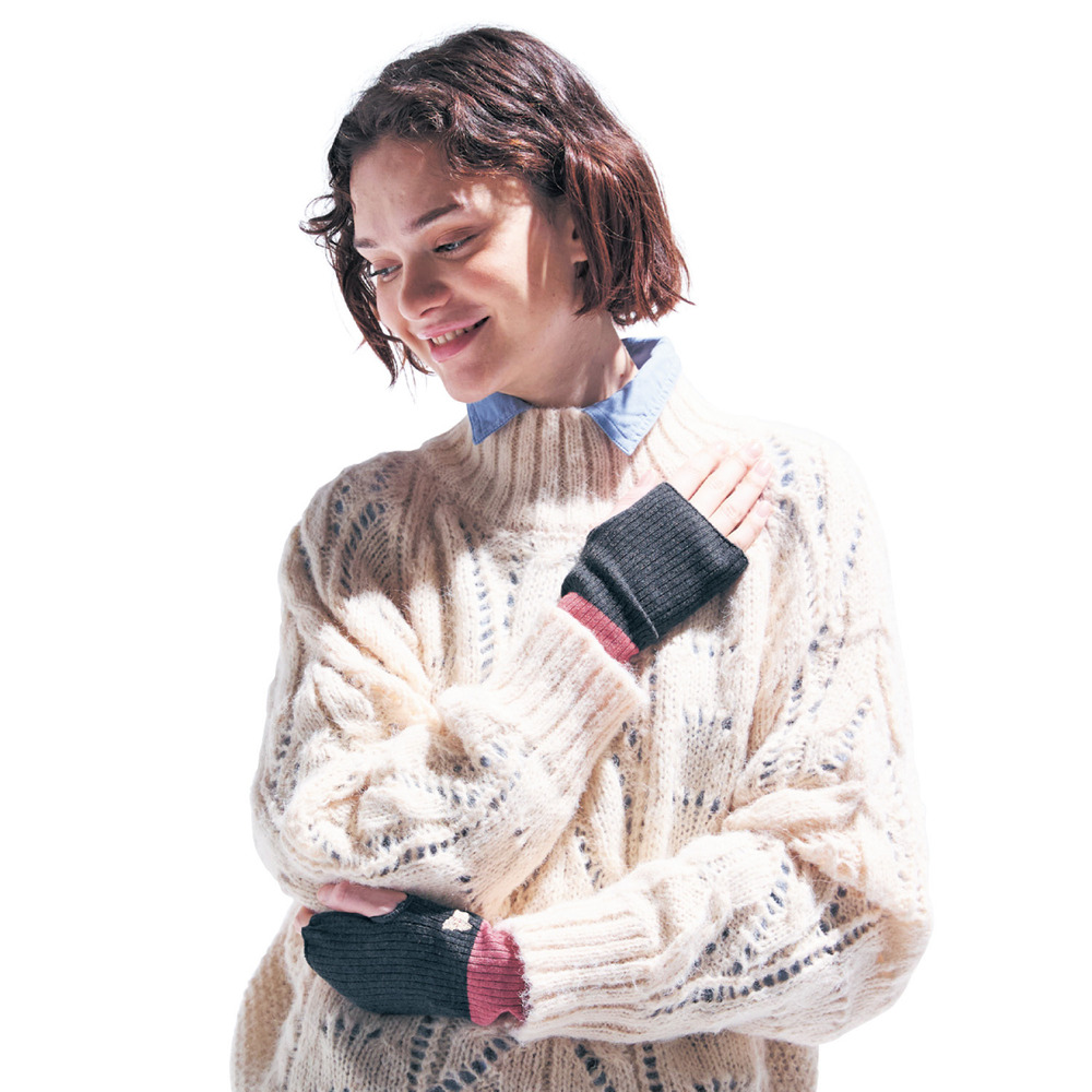 コーデ見えするバイカラーのハンドウォーマー 「ミニラボ」 コーデ見えするバイカラーのハンドウォーマー 「ミニラボ」