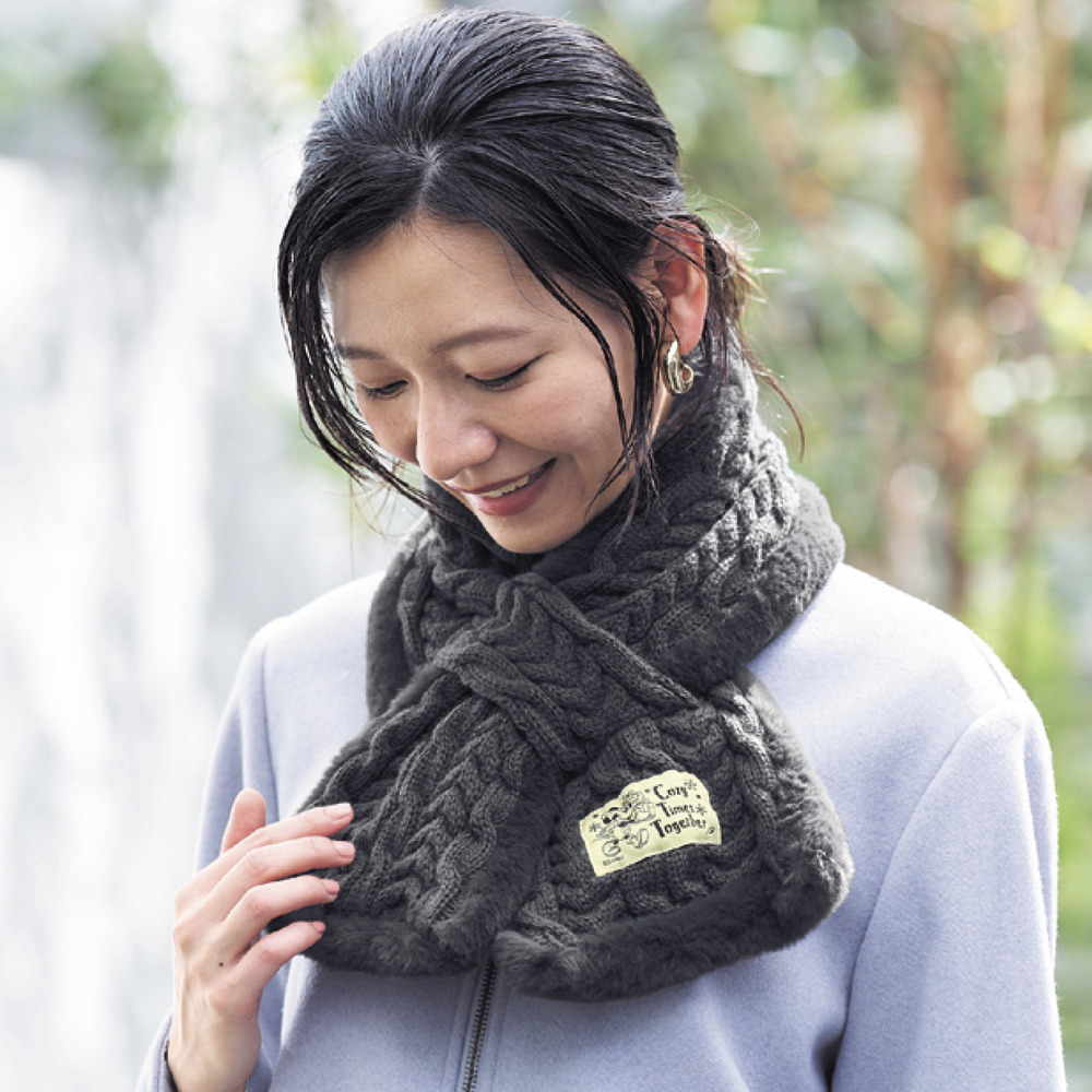 【ディズニー/Disney】肌側フェイクファーのケーブルニットマフラー(選べるキャラクター) 【ディズニー/Disney】肌側フェイクファーのケーブルニットマフラー(選べるキャラクター)