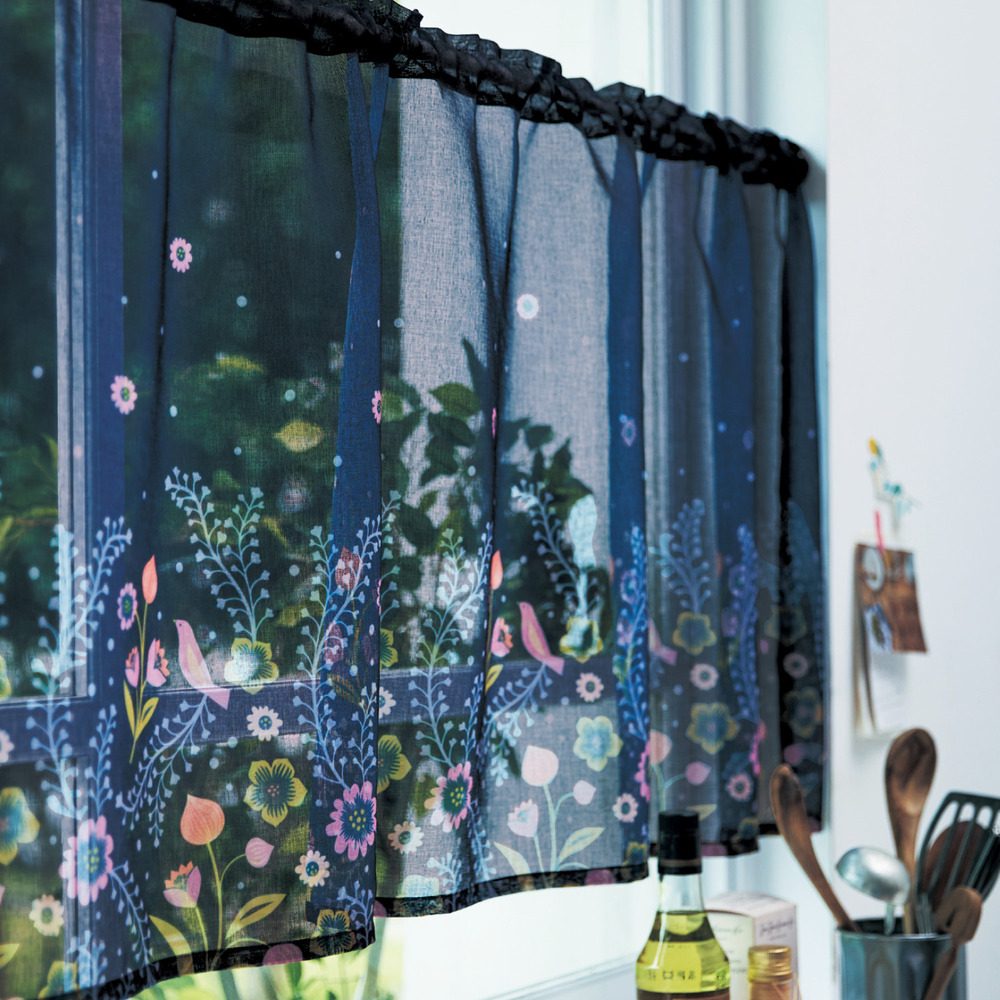 【ミニラボ/mini labo】透け感のあるカフェカーテン/鳥のシンフォニー 「ミニラボ」 【ミニラボ/mini labo】透け感のあるカフェカーテン/鳥のシンフォニー 「ミニラボ」