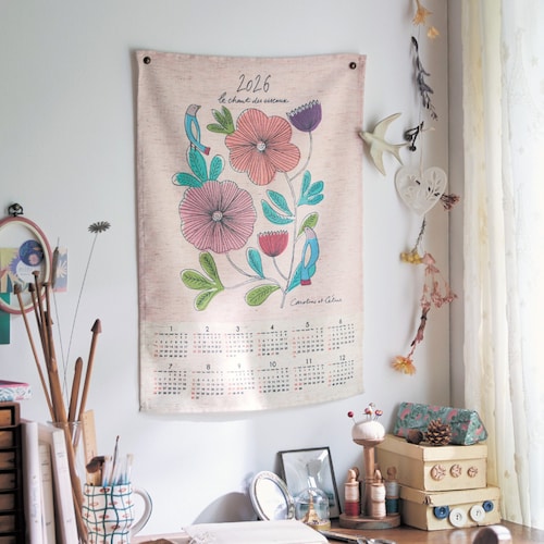 麻入り素材のファブリックカレンダー 「ミニラボ」