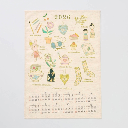 麻入り素材のファブリックカレンダー 「ミニラボ」