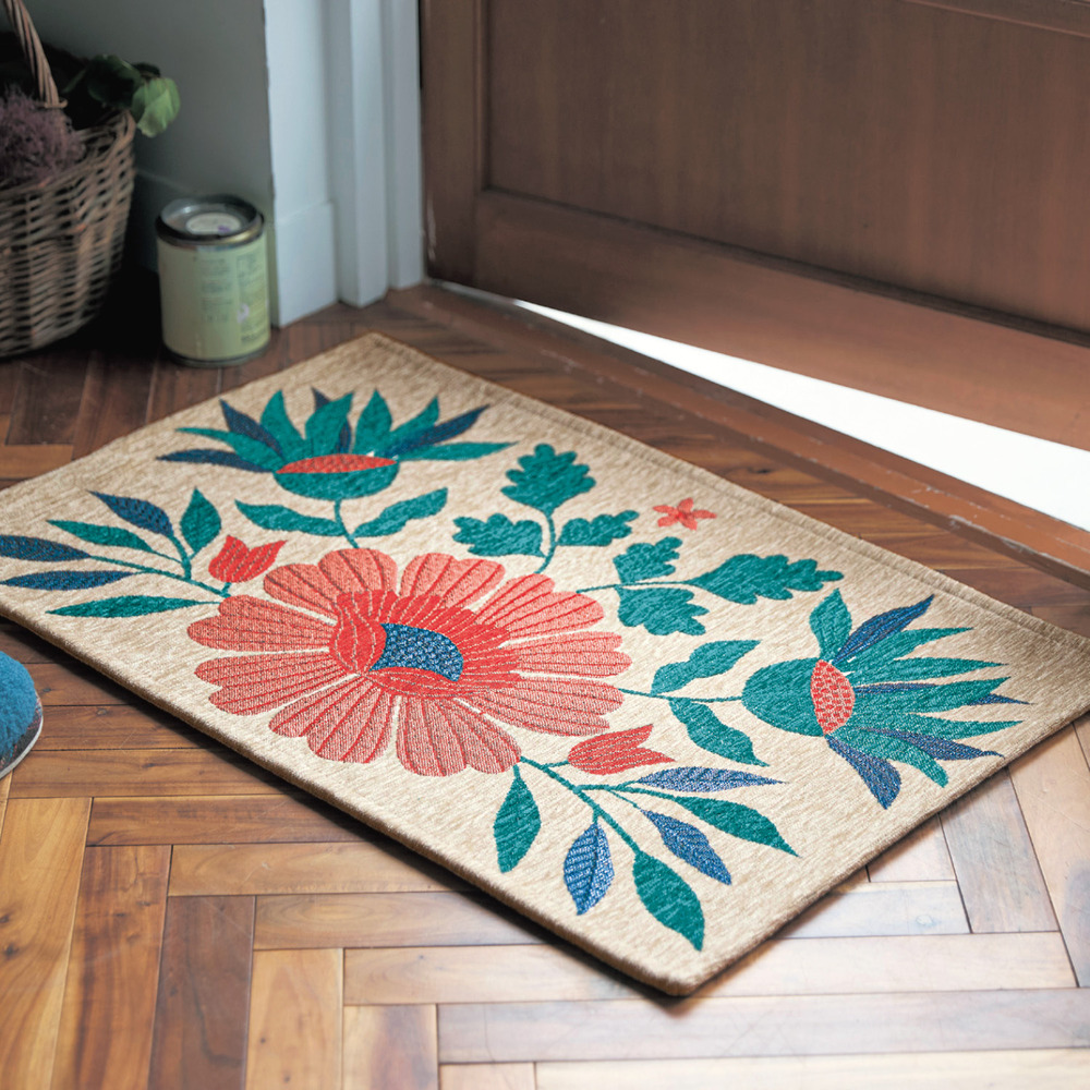 【ミニラボ/mini labo】シェニール織のジャカード玄関マット/ペルシャ風庭園 「ミニラボ」 【ミニラボ/mini labo】シェニール織のジャカード玄関マット/ペルシャ風庭園 「ミニラボ」