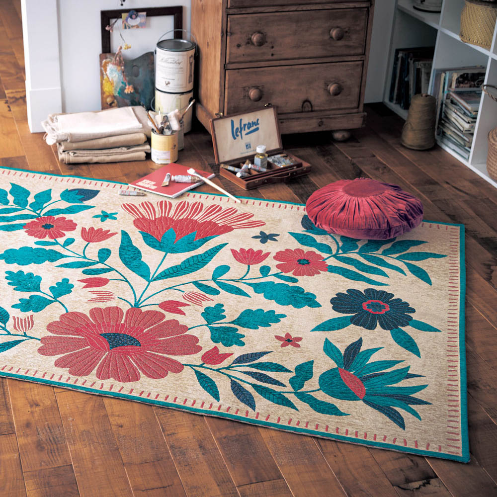 【ミニラボ/mini labo】シェニール織のジャカードラグ/ペルシャ風庭園 「ミニラボ」 【ミニラボ/mini labo】シェニール織のジャカードラグ/ペルシャ風庭園 「ミニラボ」