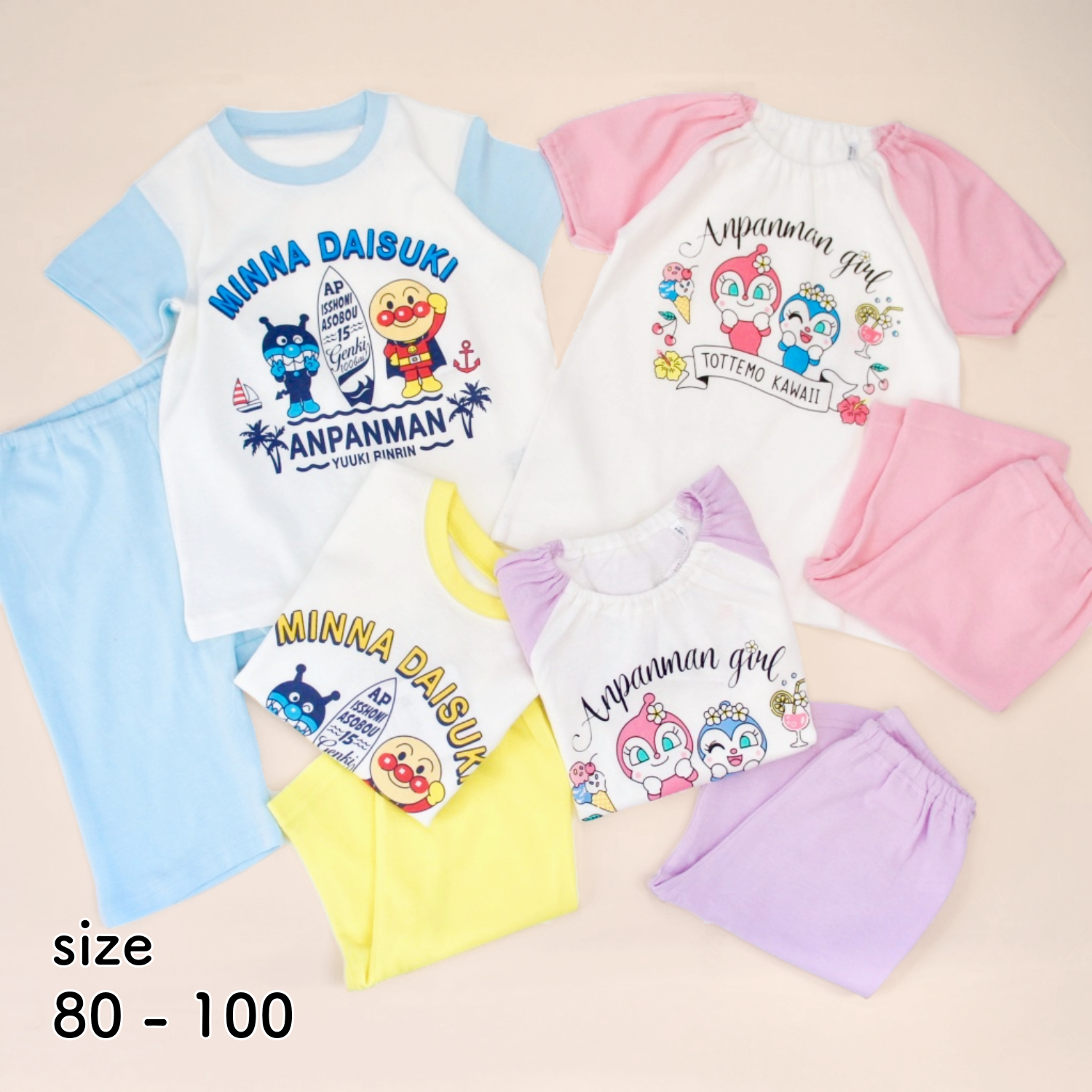 【アンパンマン】アンパンマン 薄くて涼しいプリント半袖パジャマ