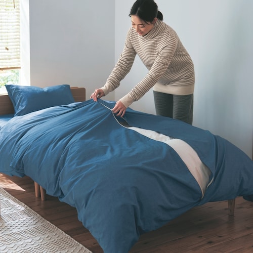 取り換え簡単！先染め綿素材を使った掛け布団カバー ＜シングル／セミダブル／ダブル＞