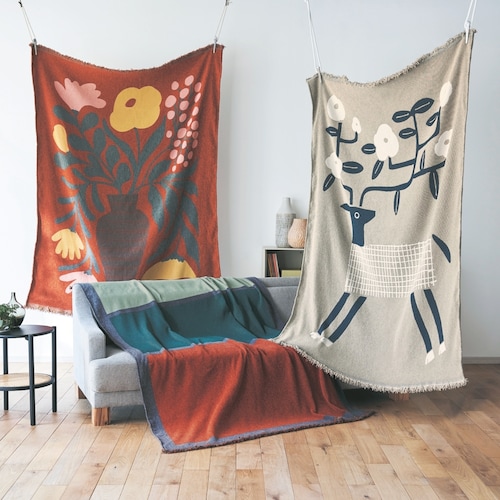 ジャカード織のシェニールブランケット