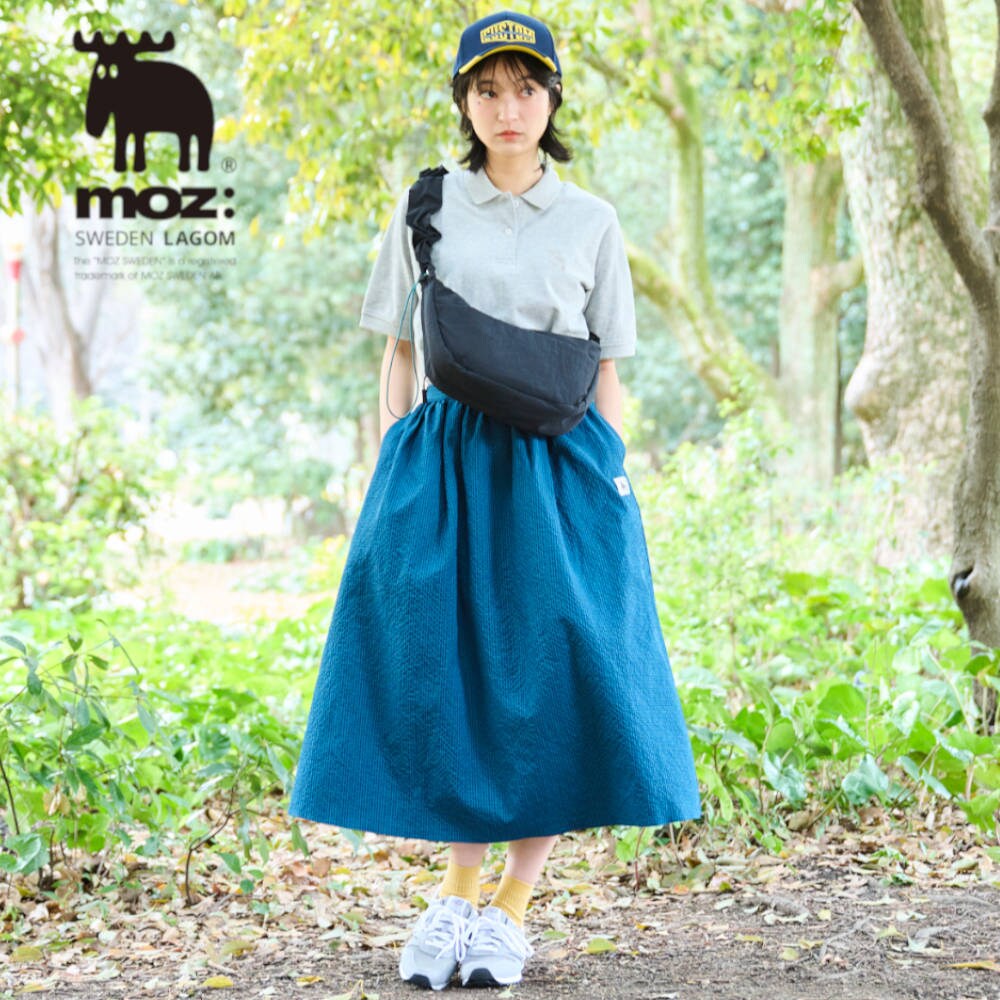 【モズ/moz】サッカー素材のチェックフレアスカート