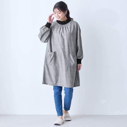 背中フリース付きお洋服見えチュニック割烹着