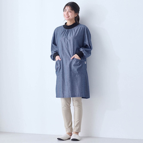 背中フリース付きお洋服見えチュニック割烹着