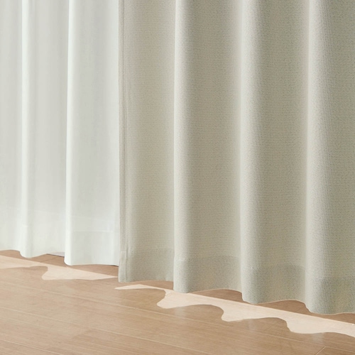 【セット】 ほどよく光を通すカーテン＆UVカット・遮熱・遮像レースカーテンセット ＜4枚組／2枚組＞