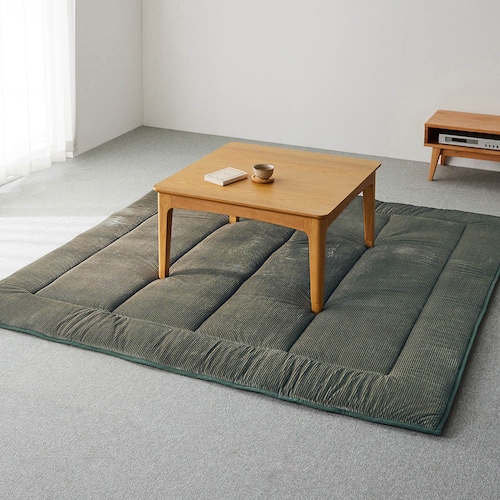 コーデュロイ調撥水厚敷きラグ