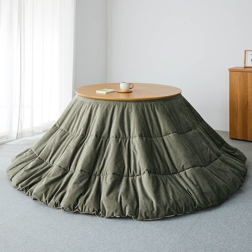 【ダイニング用】撥水リバーシブルコーデュロイ調円形こたつ布団