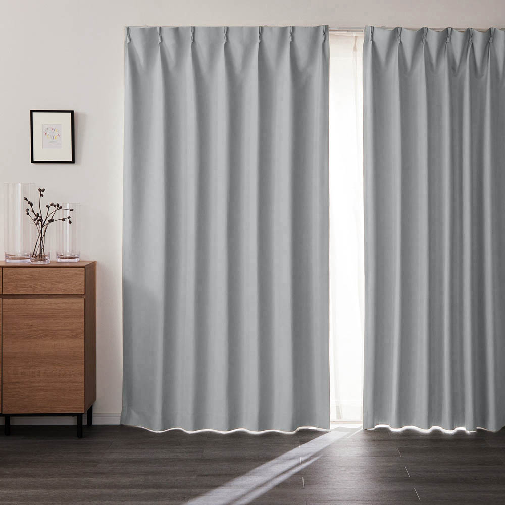 完全遮光生地を使った遮熱・防音・形状記憶カーテン <2枚組/1枚>