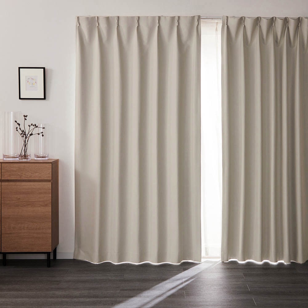 完全遮光生地を使った遮熱・防音・形状記憶カーテン ＜2枚組／1枚