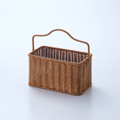 壁掛けできる洗えるラタン調収納バスケット