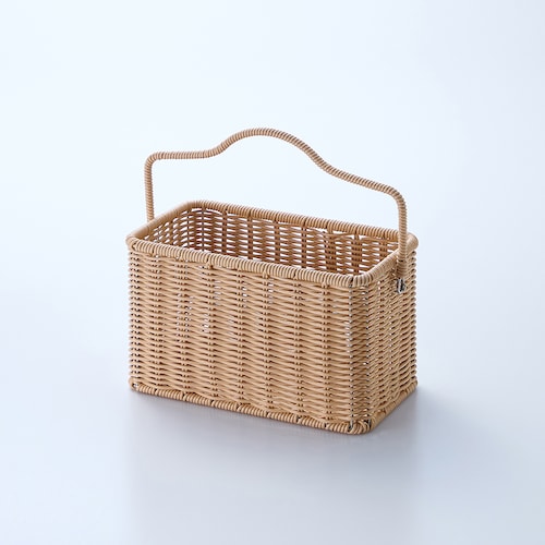 壁掛けできる洗えるラタン調収納バスケット