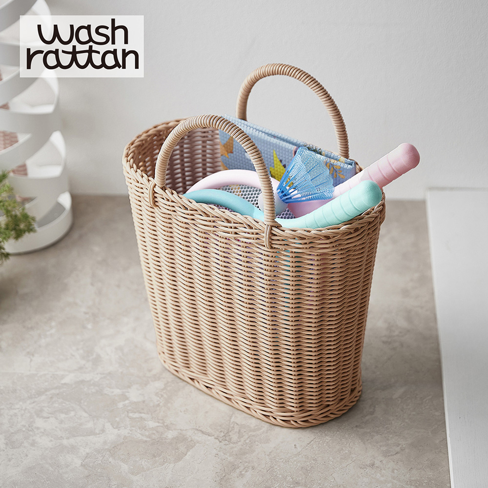 壁掛けできる洗えるラタン調オーバルバスケット「wash rattan」 【SNSで話題】(BELLE MAISON DAYS) 壁掛けできる洗えるラタン調オーバルバスケット「wash rattan」 【SNSで話題】(BELLE MAISON DAYS)