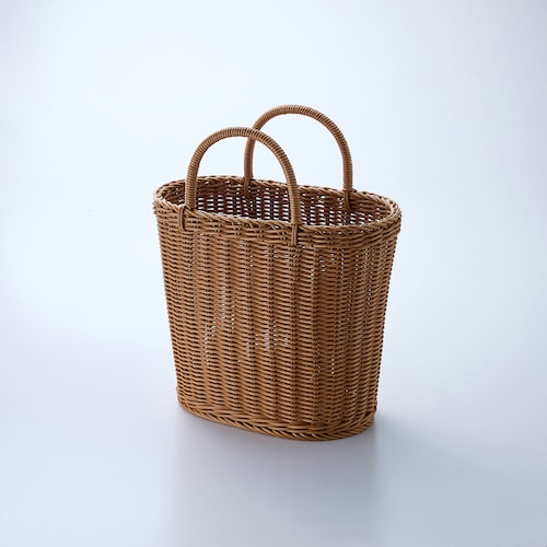 壁掛けできる洗えるラタン調ランドリーバスケット