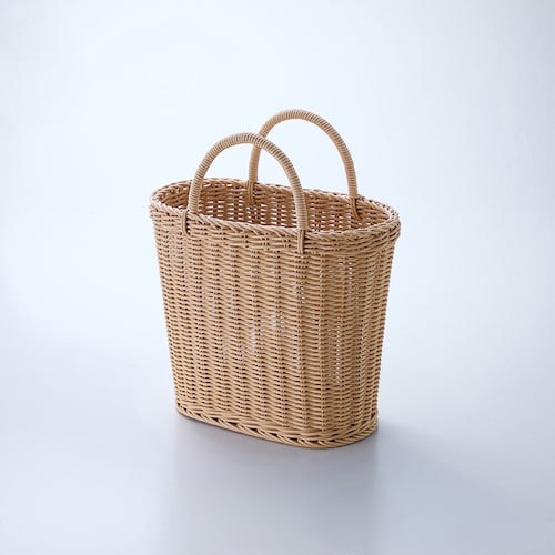 壁掛けできる洗えるラタン調ランドリーバスケット