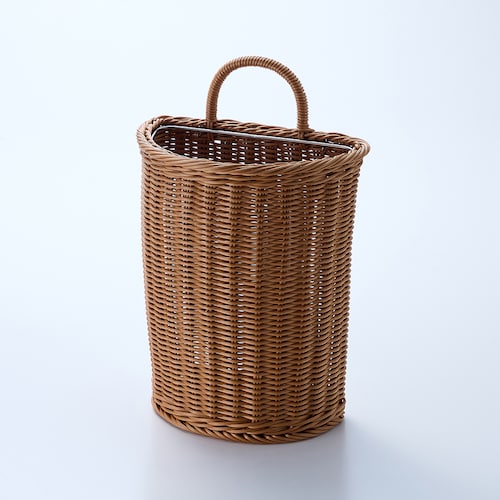 壁掛けできる洗えるラタン調ゴミ箱