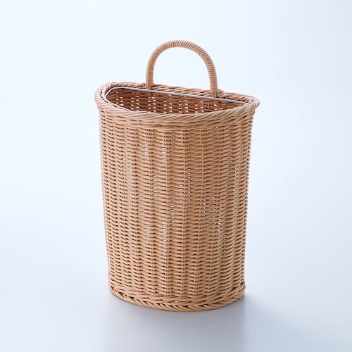 壁掛けできる洗えるラタン調ゴミ箱