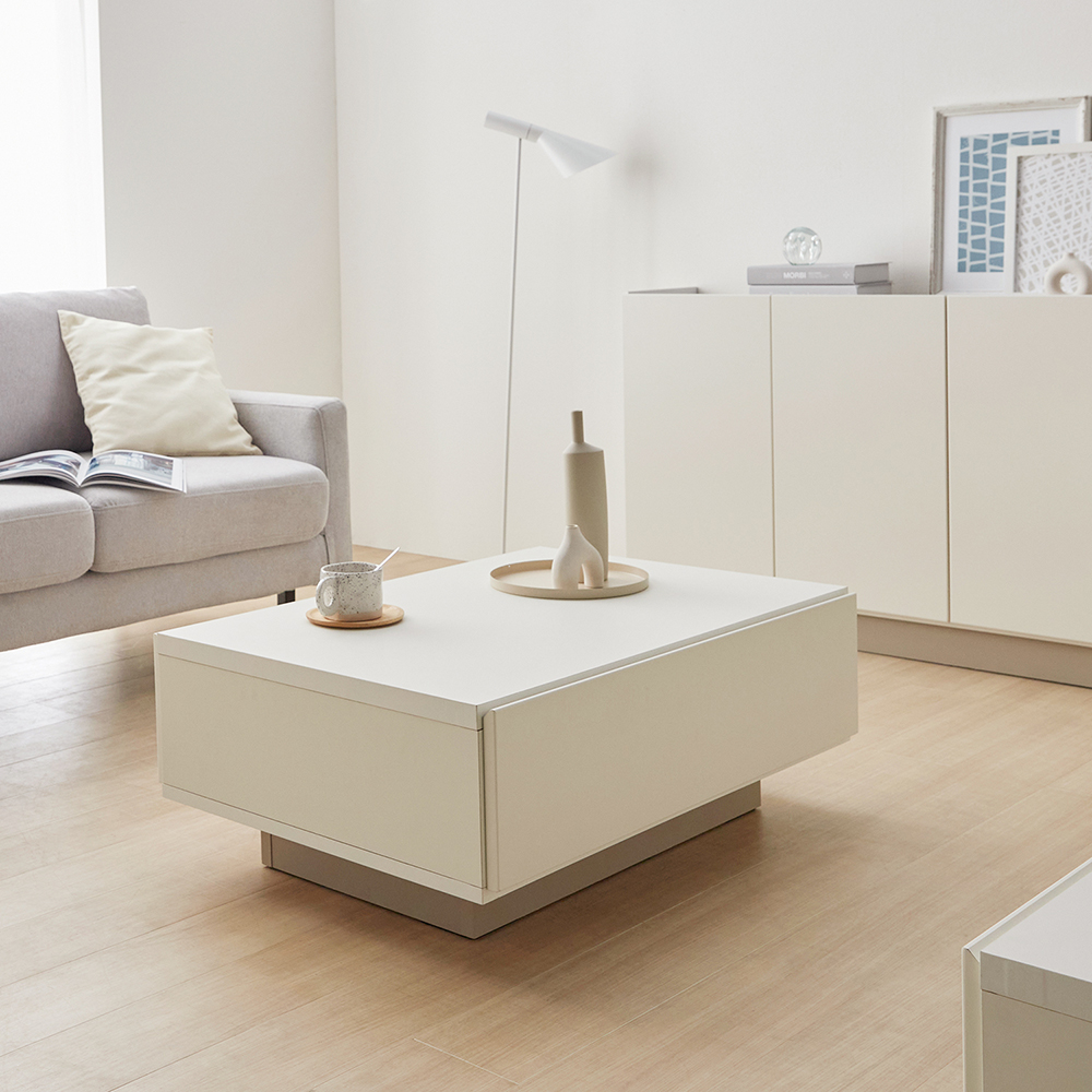 【ベルメゾン】空間をやさしく彩るツートンのシンプルローテーブル [日本製]