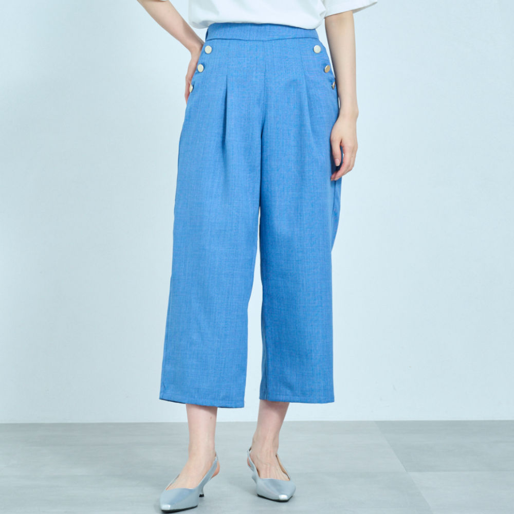 【ベルメゾン】ポケットボタンマリンワイドパンツ 【ベルメゾン】ポケットボタンマリンワイドパンツ