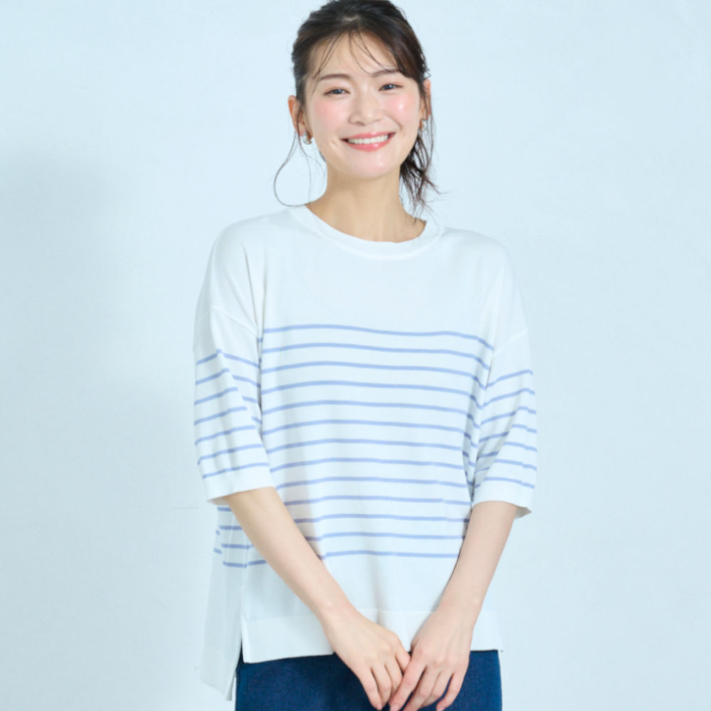 【ベルメゾン】天竺ボーダーニット