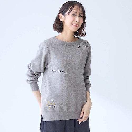 ロゴ刺繍ジャカードニット