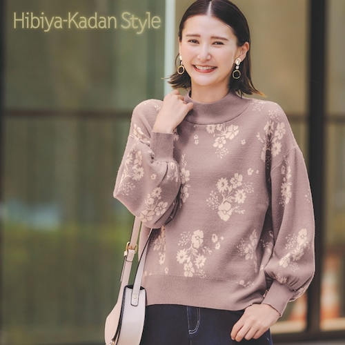 花総柄ジャカードニット