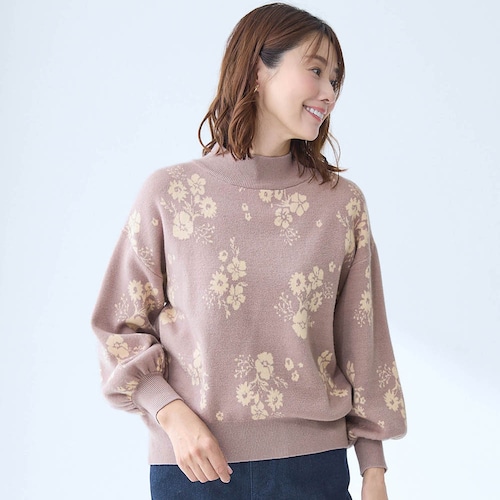 花総柄ジャカードニット