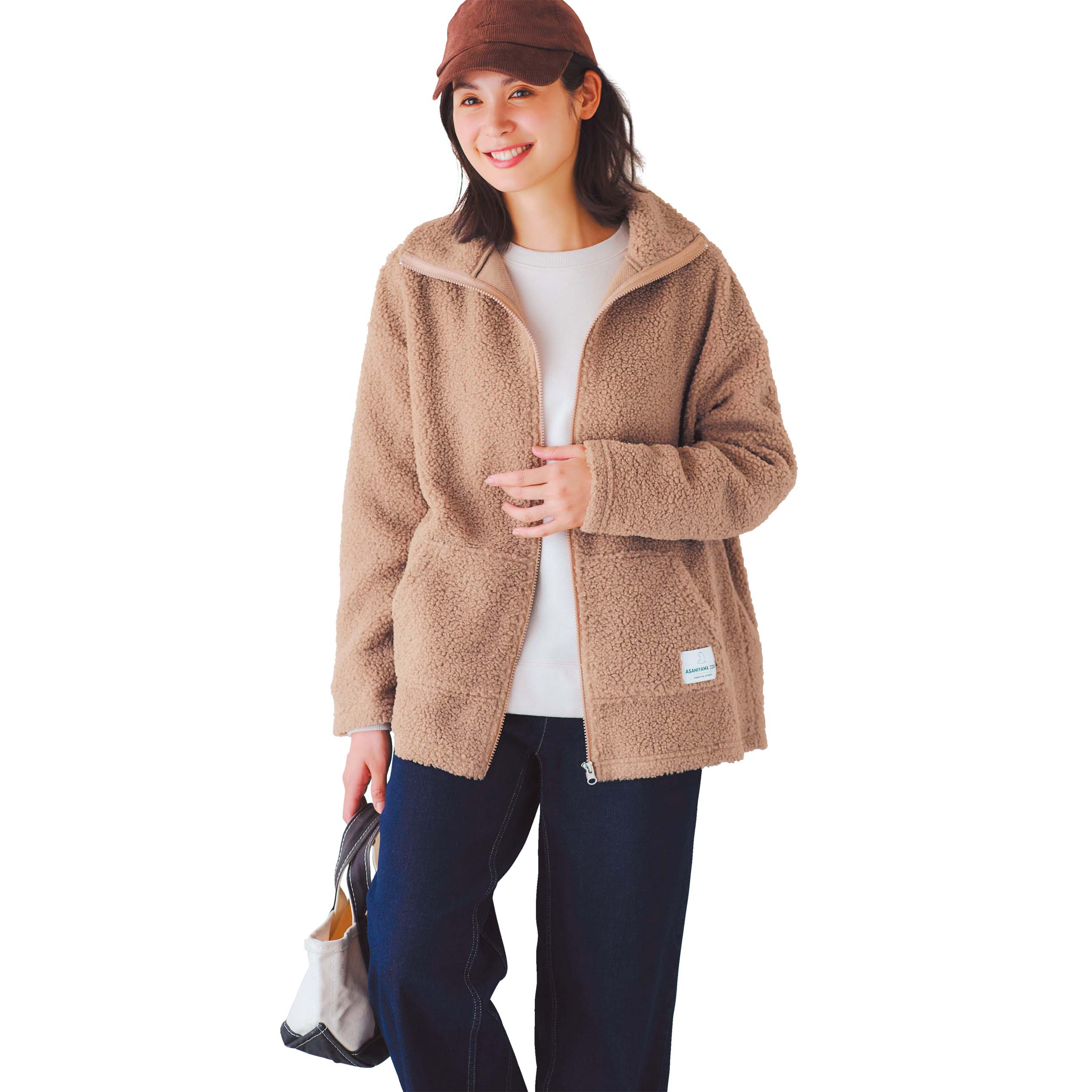 アニエスベー アダムエロぺ ボア フリースカーディガン / Lサイズ ブラウン 毎年即完売、アニエスベーの定番カーディガンが「ボア素材＆オーバー